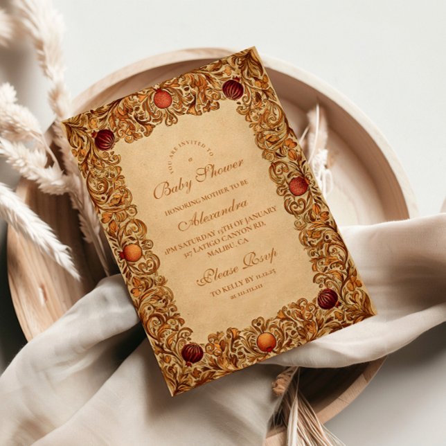 Elegant Frukt- och Blomsterbabyskor Inbjudningar (Skapare uppladdad)