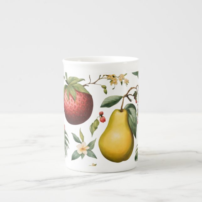 Elegant Frukt Watercolor Bone China Mugg Benporslin Mugg (Framsidan)