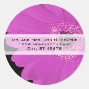 Elegant Fuchsia Gerber Daisy Wedding Stickers Runt Klistermärke