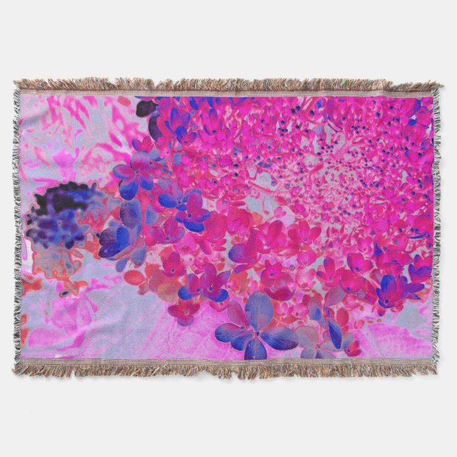 Elegant Fuchsia och Mörk blått Limelight Hydrangea Filt (Framsidan)