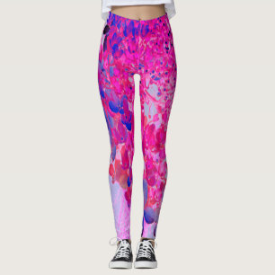 Elegant Fuchsia och Mörk blått Limelight Hydrangea Leggings