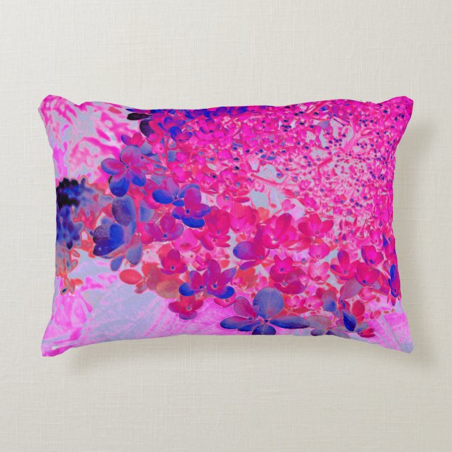 Elegant Fuchsia och Mörk blått Limelight Hydrangea Prydnadskudde (Framsidan)
