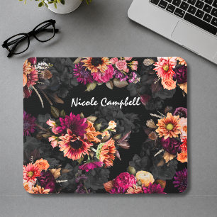 Elegant Fuchsia Orange Blommig Monogrampresent Musmatta