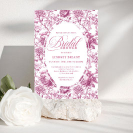 Elegant Fuchsia Pink Roses Pattern Bridal Shower  Inbjudningar
