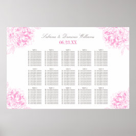 Elegant Fuchsia Rosa Bröllopsplatskarta Poster