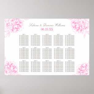 Elegant Fuchsia Rosa Bröllopsplatskarta Poster