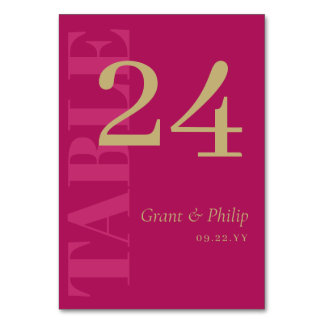 Elegant Fuchsia Rosa & Guld Typografi Bordsnummer