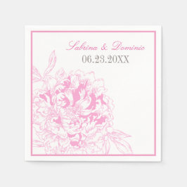 Elegant Fuchsia Rosa och Grå Peony Bröllop Pappersservett