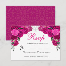 Elegant Fuchsia Silver Blommigt OSA-höljeskort OSA Kort