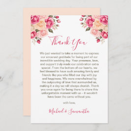 Elegant Fucia Rosa och Elfenbenskusten Ro Bröllop Tack Kort