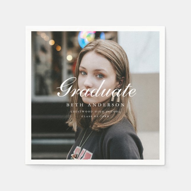 Elegant Full Photo Script Examenfest Pappersservett (Framsidan)