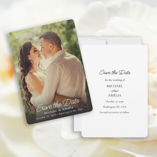 Elegant Fullt Photo Bröllop spara datum Card (Elegant Save the Date Card)