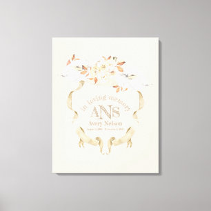 Elegant Funeral Cream Ro Monogram Vapensköld Canvastryck