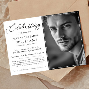 Elegant Funeral Firande of life Photo Memorial Inbjudningar