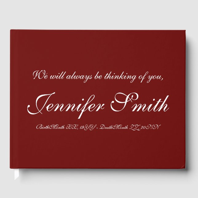 Elegant Funeral Guestbook Gästböcker (Framsida)