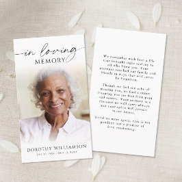 Elegant Funeral In Loving Memory Photo Prayer Card Visitkort