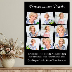 Elegant Funeral Memorial Keepsak 9 Photo Collage Poster