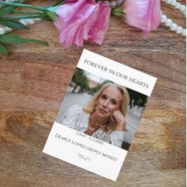 Elegant Funeral Memorial Photo Prayer Card Visitkort