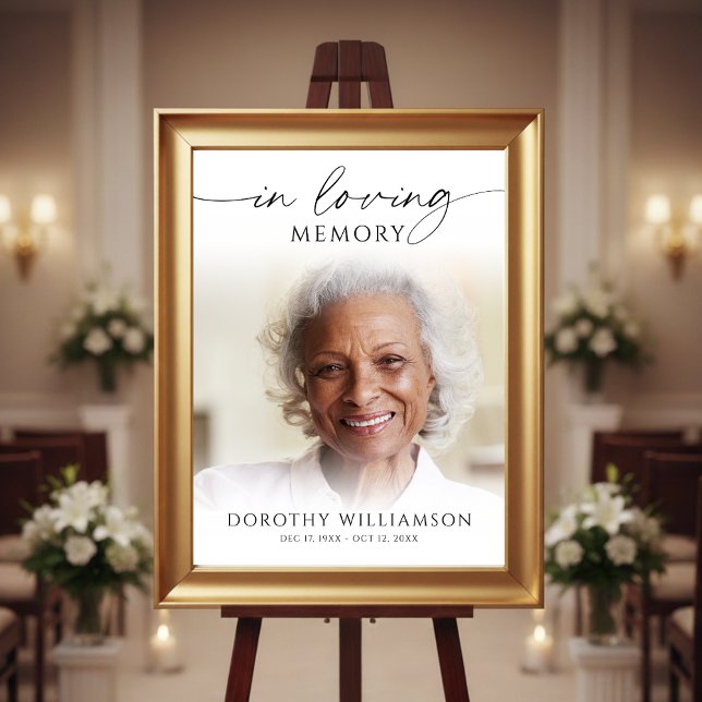 Elegant Funeral Photo In Loving Memory Sign Poster (Skapare uppladdad)