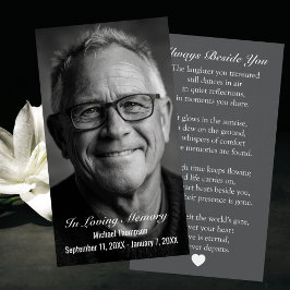 Elegant Funeral Photo Sympathy Memorial Prayer Visitkort