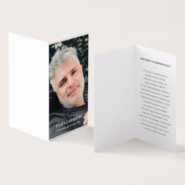 Elegant Funeral Prayer Card med foto Kort (In- och utsida)