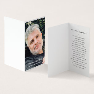 Elegant Funeral Prayer Card med foto Kort