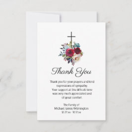 Elegant Funeral Religiösa Kor Blommigt Tack Kort