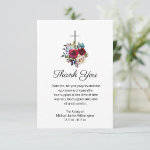 Elegant Funeral Religiösa Kor Blommigt Tack Kort