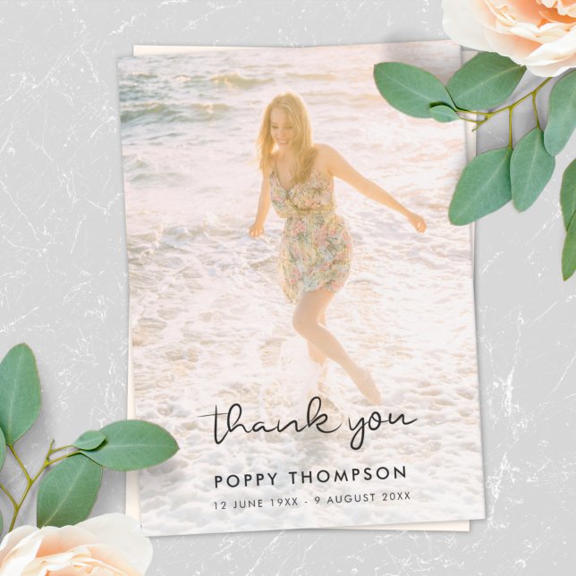 Elegant Funeral | Sympati på Chicen Memorial Photo Tack Kort (Skapare uppladdad)