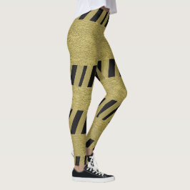 Elegant Funny Black Guld Rand Mönster Leggings