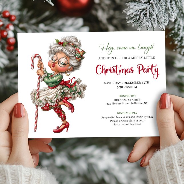 Elegant Funny Grandma Cartoon Christmas Humor  Inbjudningar (Elegant Funny Grandma Cartoon Christmas Humor Invitation

)