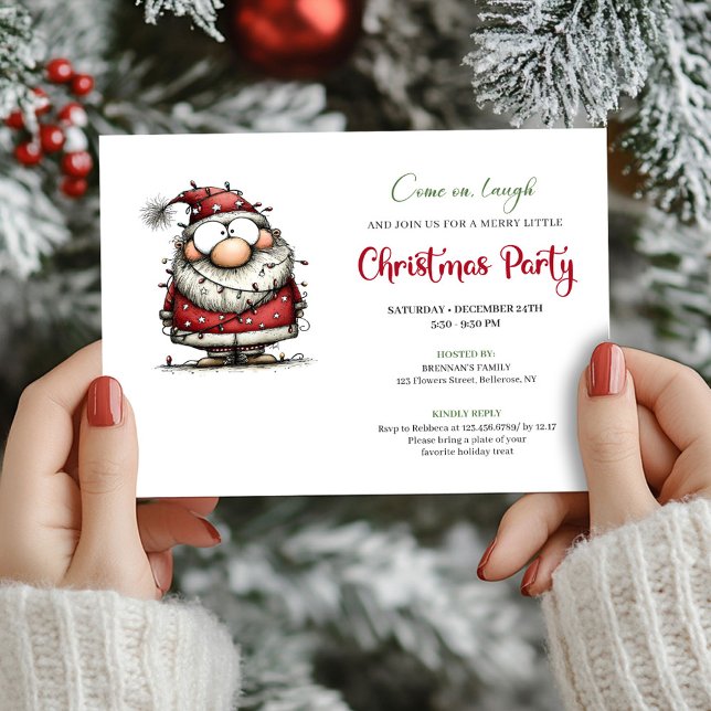 Elegant Funny Santa Claus Holiday Party Invitation Inbjudningar (Elegant Funny Santa Claus Holiday Party Invite)
