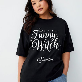 Elegant Funny Witch Namn Halloween Calligraphy T Shirt