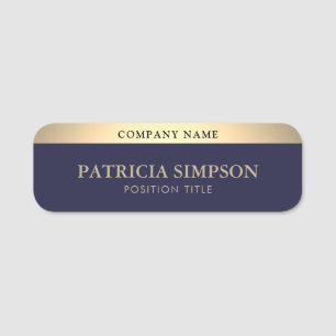 Elegant Fusion of Luxury Guld and Sapphire Blue Namnbricka