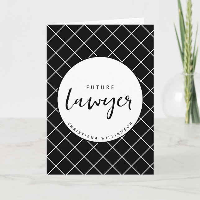 Elegant Future Lawyer Check Mönster Personlig Kort (Framsida)