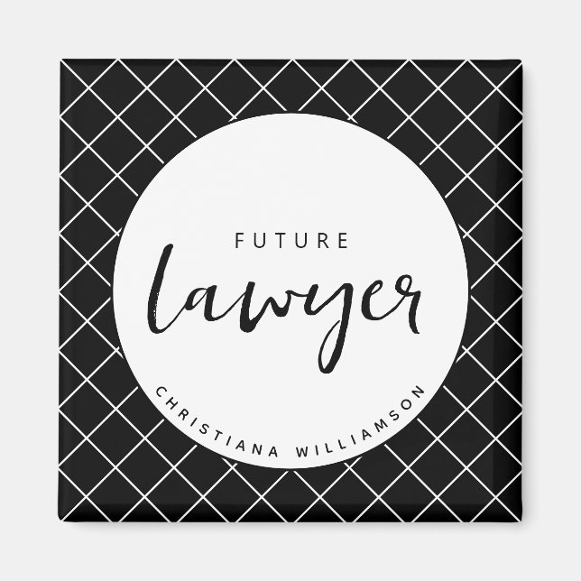 Elegant Future Lawyer Check Mönster Personlig Magnet (Framsidan)