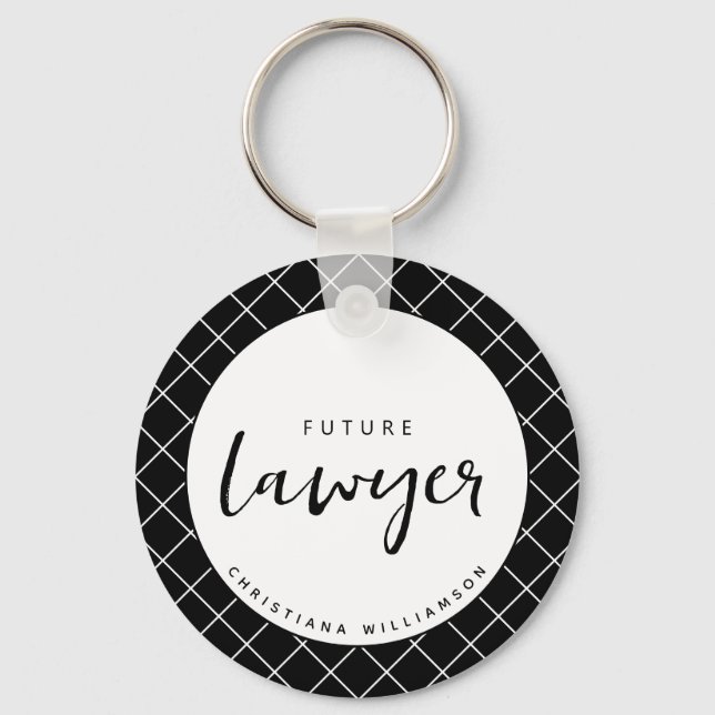 Elegant Future Lawyer Check Mönster Personlig Nyckelring (Framsida)