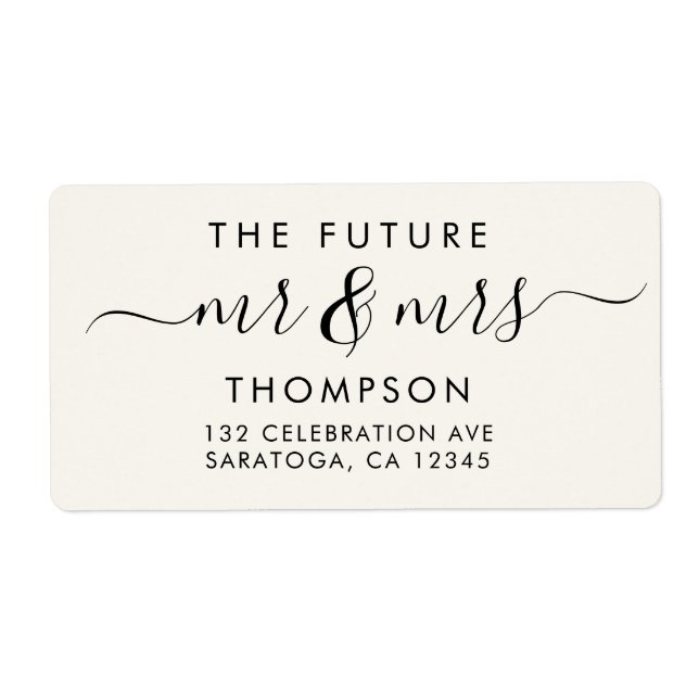Elegant Future MR och MRS Script Modern Ivory Fraktsedel (Framsidan)