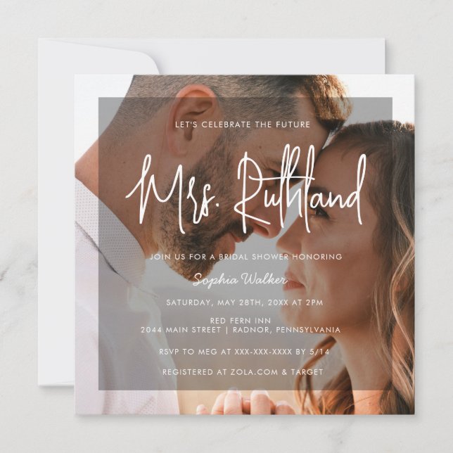 Elegant Future Mrs. Black & White Möhippa Inbjudningar (Framsida)