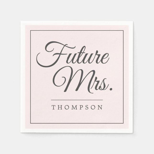 Elegant Future Mrs Bröllopsdusch Blush Rosa Papper Pappersservett (Framsidan)