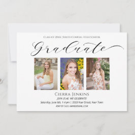 Elegant fyra foto-Studenten liggande inbjudan