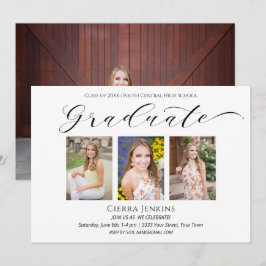 Elegant fyra foto-Studenten liggande inbjudan