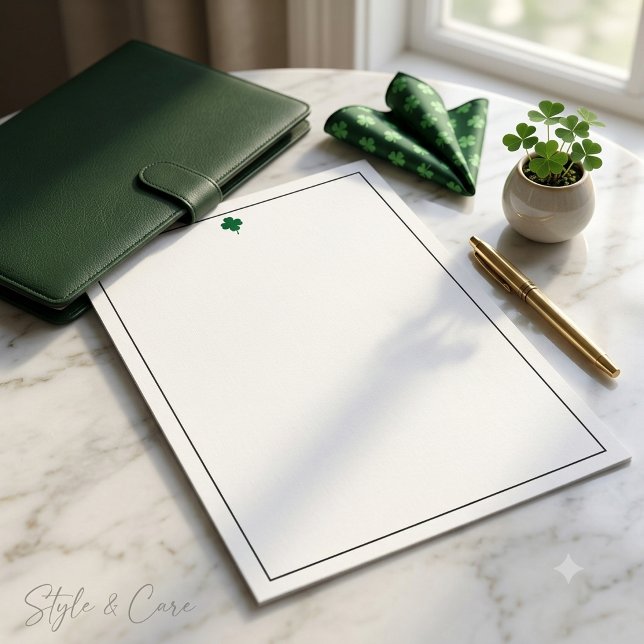 Elegant fyrklöver brevhuvud Stilfullt papper (Elegant 4 Leaf Clover Letterhead Stylish Paper)