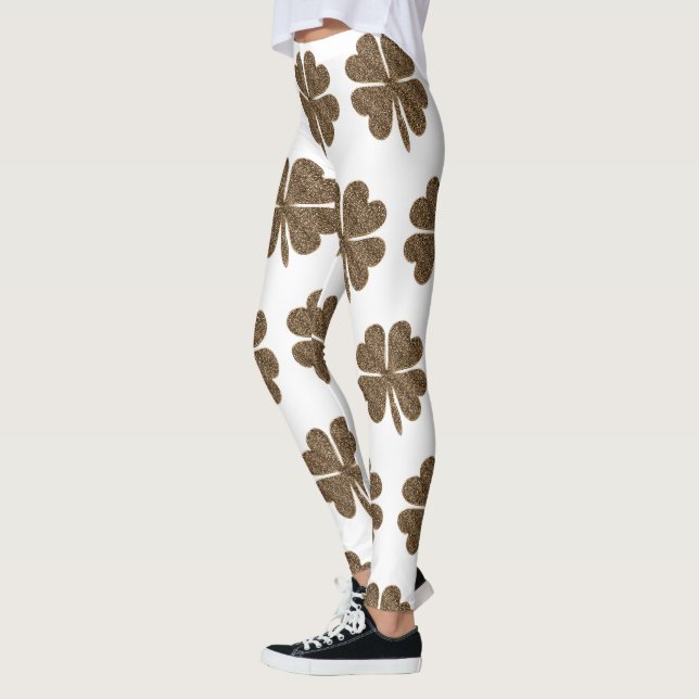 Elegant Fyrklövra Mönster Leggings (Vänster)