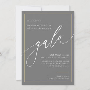 ELEGANT GALA calligraphy snyggt formal grått guld Inbjudningar