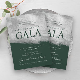 Elegant GALA Company Silver Brush Emerald Inbjudningar