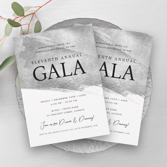 Elegant GALA Company Silver Brush Inbjudningar (Elegant GALA Company Silver Brush Invitation)