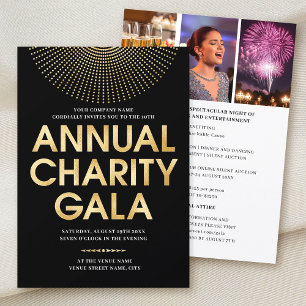 Elegant Gala Corporate Photo Black Faux Guld Inbjudningar