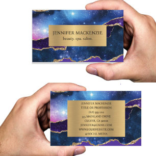 Elegant Galaxy Unicorn Guld Agate Luxury Visitkort