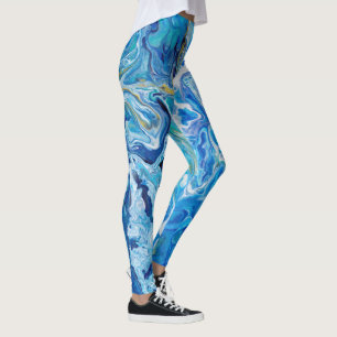 Elegant galen snöreAgate 6 - havblått Leggings